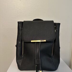 Black Faux-Leather Convertible Backpack Purse (NWOT)